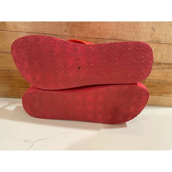 Tory Burch Platform Flip Flop Sandals Red Gingham Sz 7.5 - Picture 7 of 7